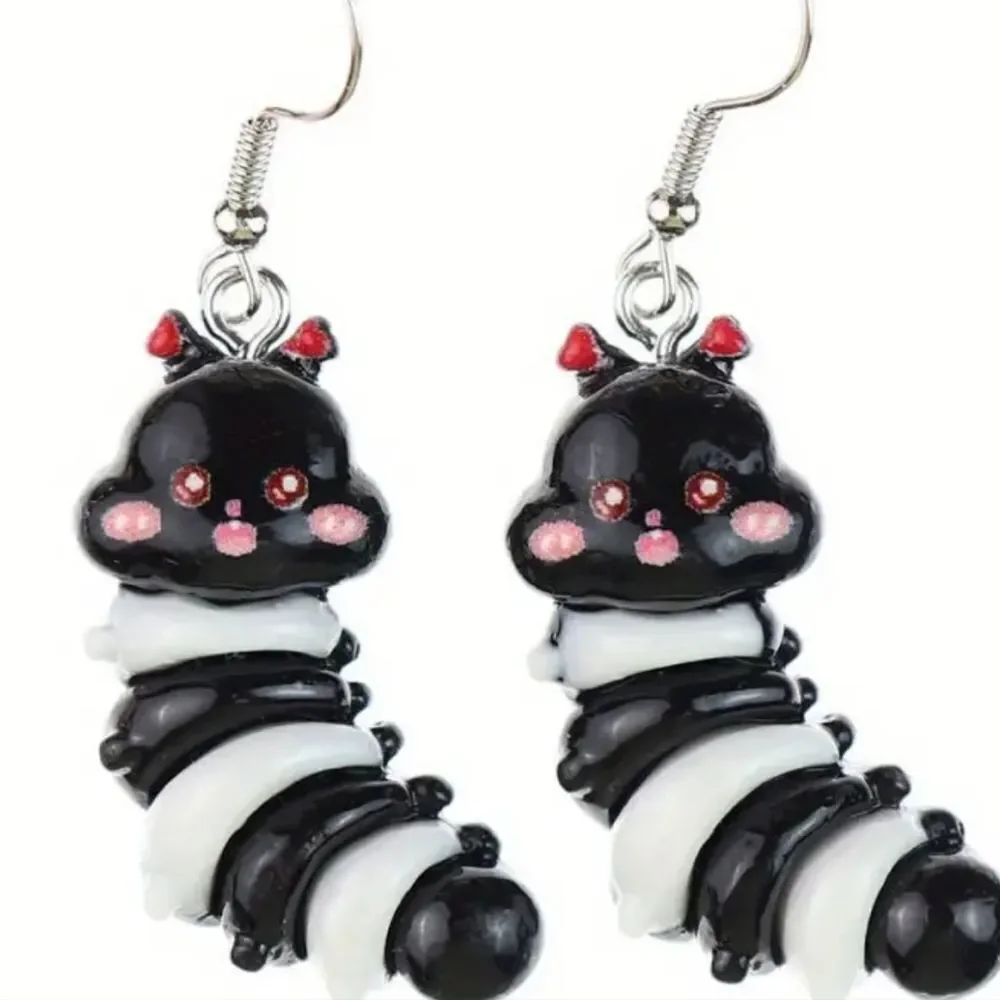Hand crafted Black And White dangle earrings